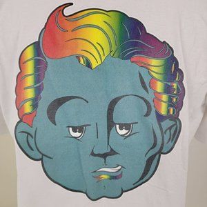 1701 Kid White Short Sleeve Shirt Sz Large DETROIT PRIDE LGBTQ Rainbow Dance EUC